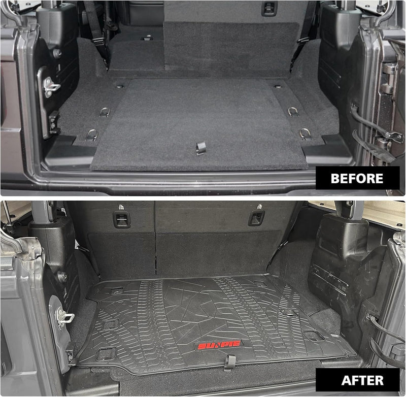 Heavy-Duty Rubber Cargo Mat for 2018–2026 Jeep Wrangler JLU 4-Door – Non-Slip, Odorless Cargo Liner