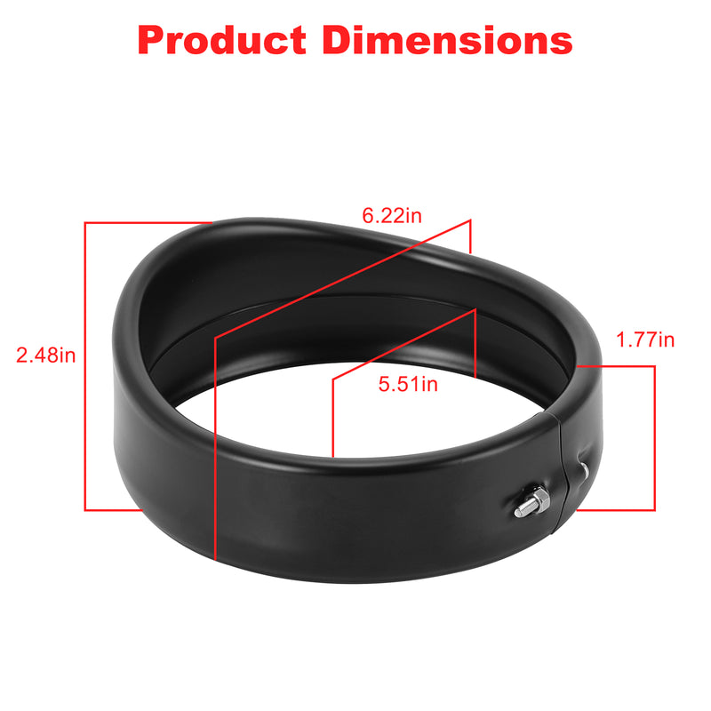 Premium 5.75" Visor-Style Headlight Trim Ring for Harley-Davidson