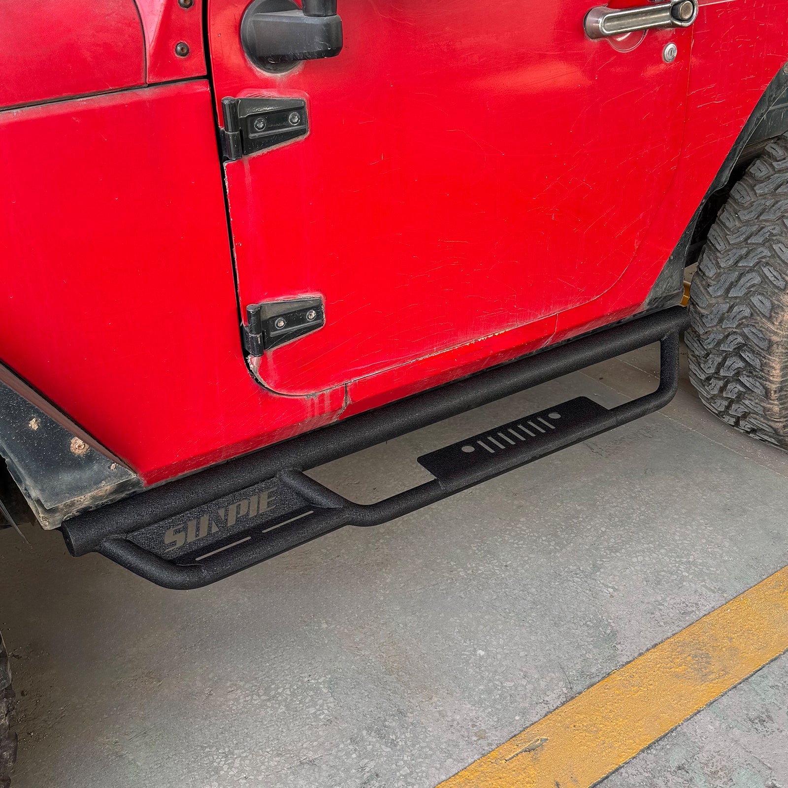 Entry-Level Running Boards Side Step Bars for 2007-2018 Jeep Wrangler JK  2 Door, Bolt-On Nerf Bars