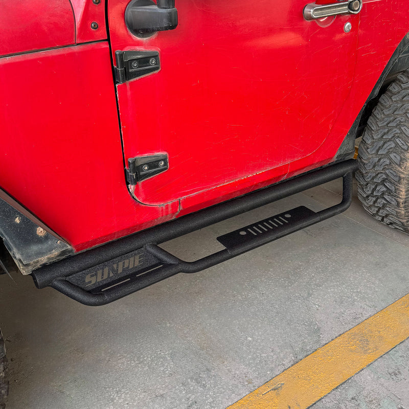 Entry-Level Running Boards Side Step Bars for 2007-2018 Jeep Wrangler JK  2 Door, Bolt-On Nerf Bars