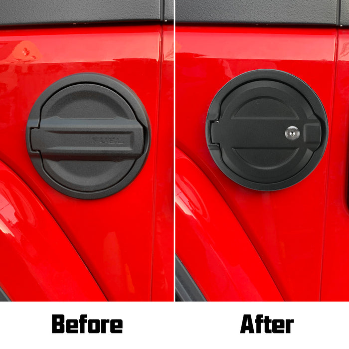 Locking Aluminum Fuel Filler Door Cover with key Accessories Compatible with 2007-2024 Jeep Wrangler JK JL