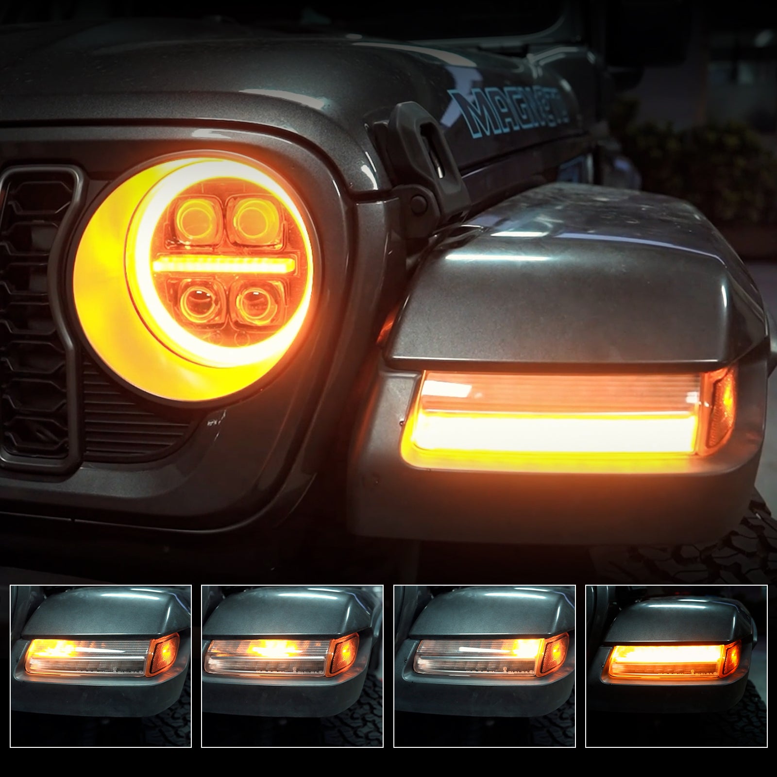 LED Fender & Side Marker Lights with Dynamic Welcome Sequence, Integrated DRL & Turn Signals for '18-'26 Jeep Wrangler JL 4xe Gladiator (Not suitable for sports)
