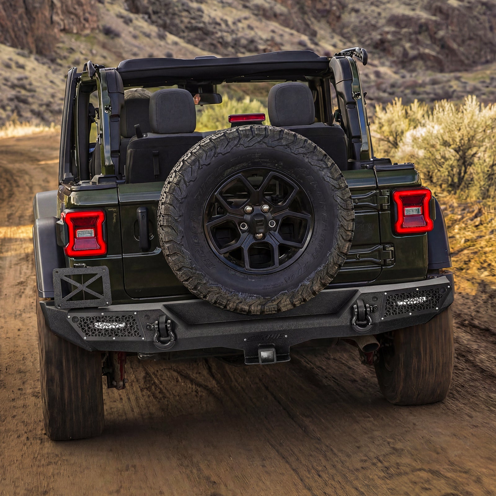 '18-'26 Jeep Wrangler JL JLU 4XE Rear Bumper with 2" Hitch Receiver & LED Lights (6 Colors Available)