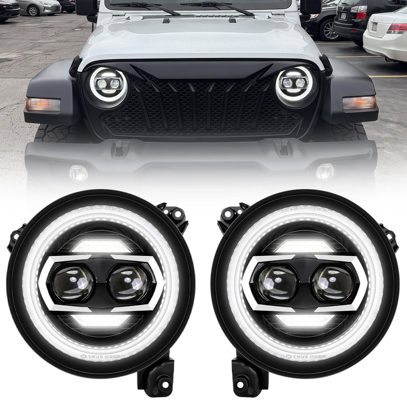 9-Inch LED Headlights with DRL & Turn Signals for 2018–2026 Jeep Wrangler JL JLU, 4xe & 2020–2026 Gladiator JT (Pair)