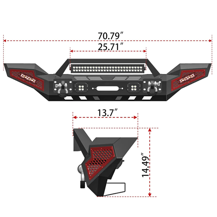 Jeep Wrangler Front and Rear Bumper Combo Kits with Winch Plate for 2018-2025 Wrangler 4xe JL/JLU 2 Door /4 Door