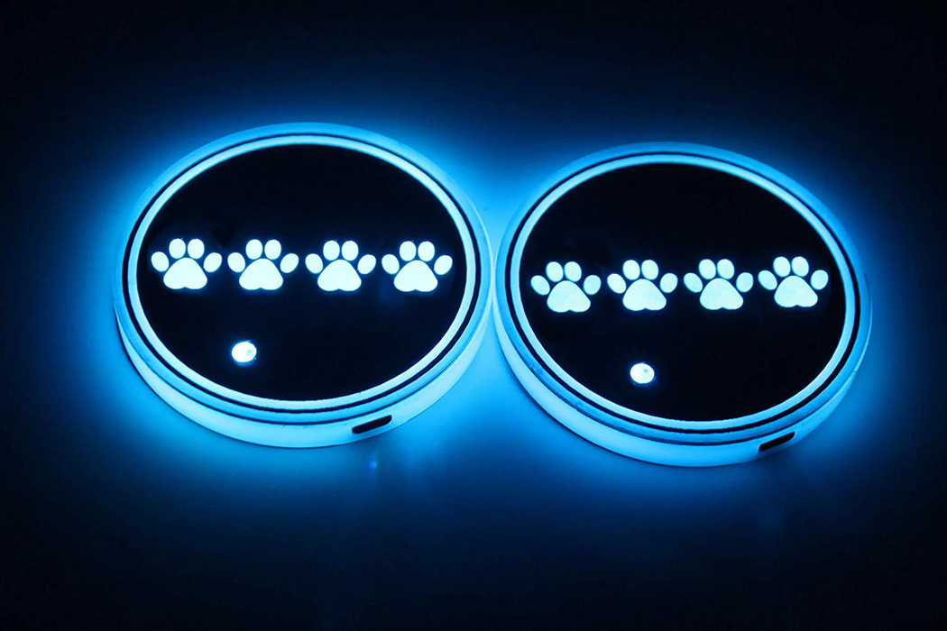 Sunpie Car RGB LED Cup Holder Mats Lights for Jeep Wrangler JK JKU Accessories Interior Decoration Atmosphere Lamp Coaster (2pcs/set)