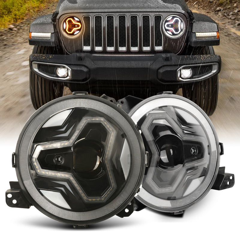 9"Headlights with DRL & Turn Signal for 2018+ Later Jeep Wrangler 4xe JL/JLU Jeep Gladiator JT (2Pcs/Set)