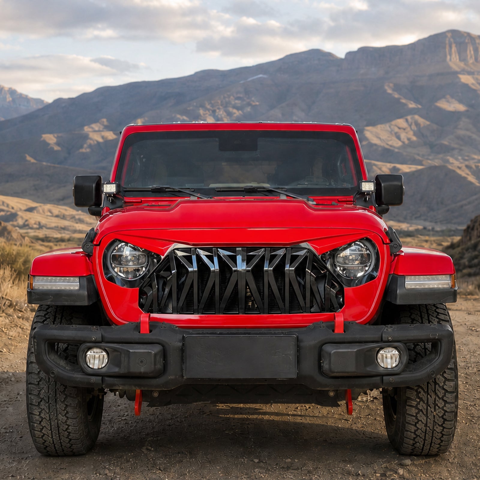 Mustang Series Aggressive Front Grille for 2018-2026 Jeep Wrangler JL JLU 4xe & Gladiator JT