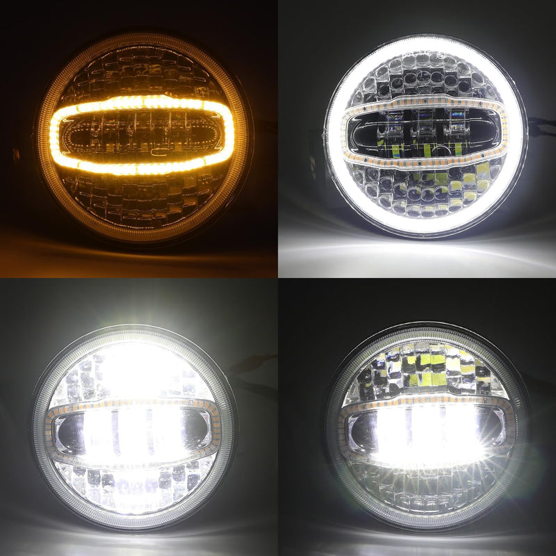 7-Inch 5D Lens LED Headlight Kit with DRL, Mounting Bracket & Wiring Adapters for Harley, Indian & Yamaha