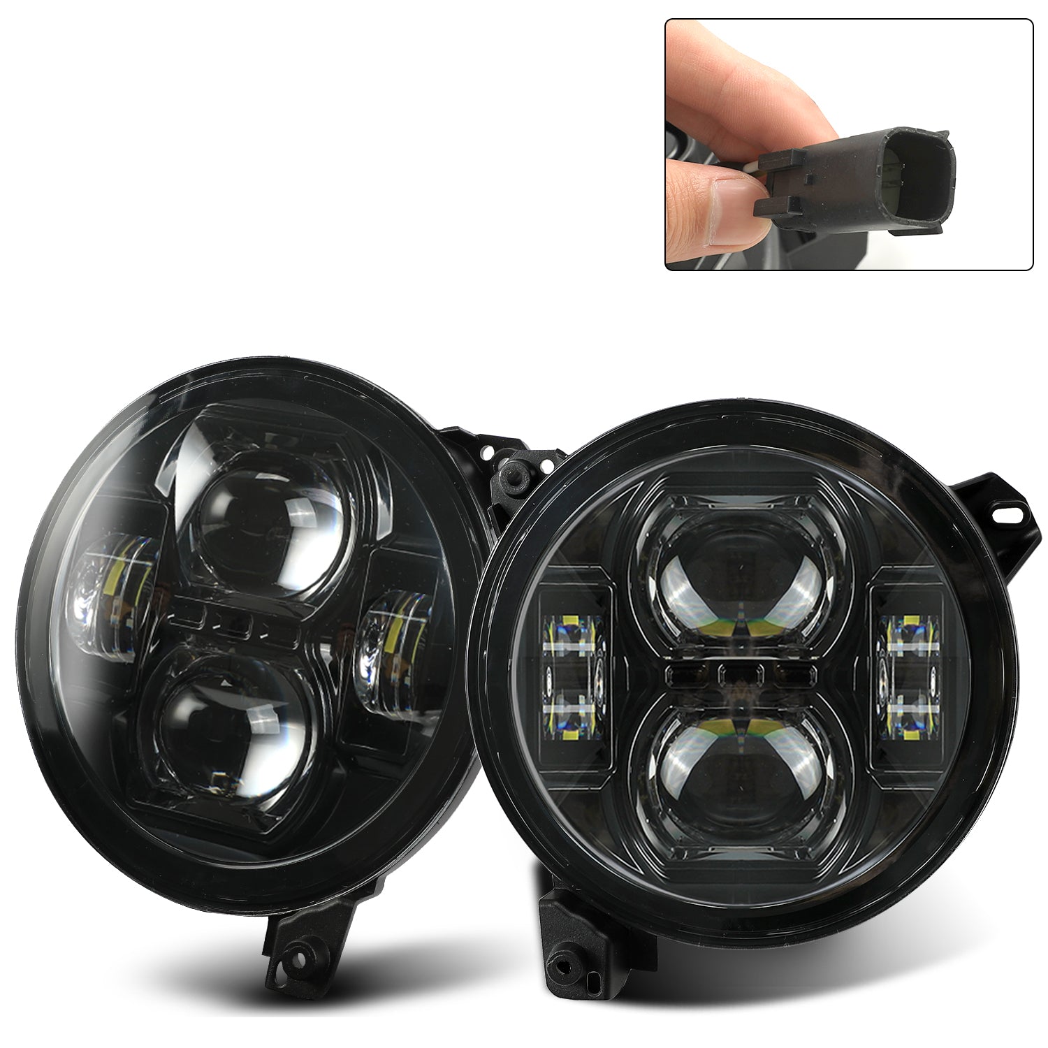 9 inch Black High/Low Beam LED Headlights for '18-'26 Jeep Wrangler JL 4xe and Jeep Gladiator  (2pcs/set)