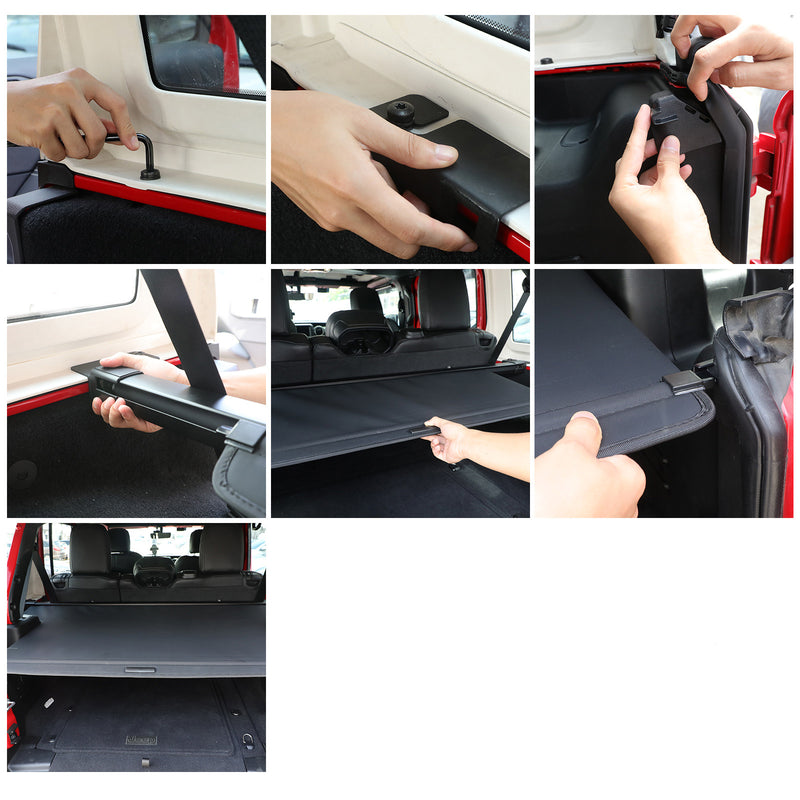 Retractable Cargo Cover for 2018-2023 Jeep Wrangler JLU 4-Door (Excl. 4xe & Soft Top)