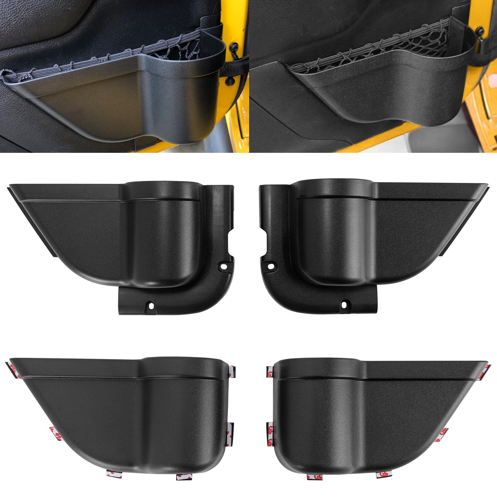 ABS Front & Rear Door Storage Box for '11-'18 Jeep Wrangler JK JKU 2/4 Door (4PCS)