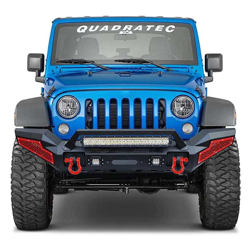 Jeep Wrangler Front Bumper with Winch Plate 5 LED Lights for JK JKU 4xe JL JLU Jeep Gladiator JT