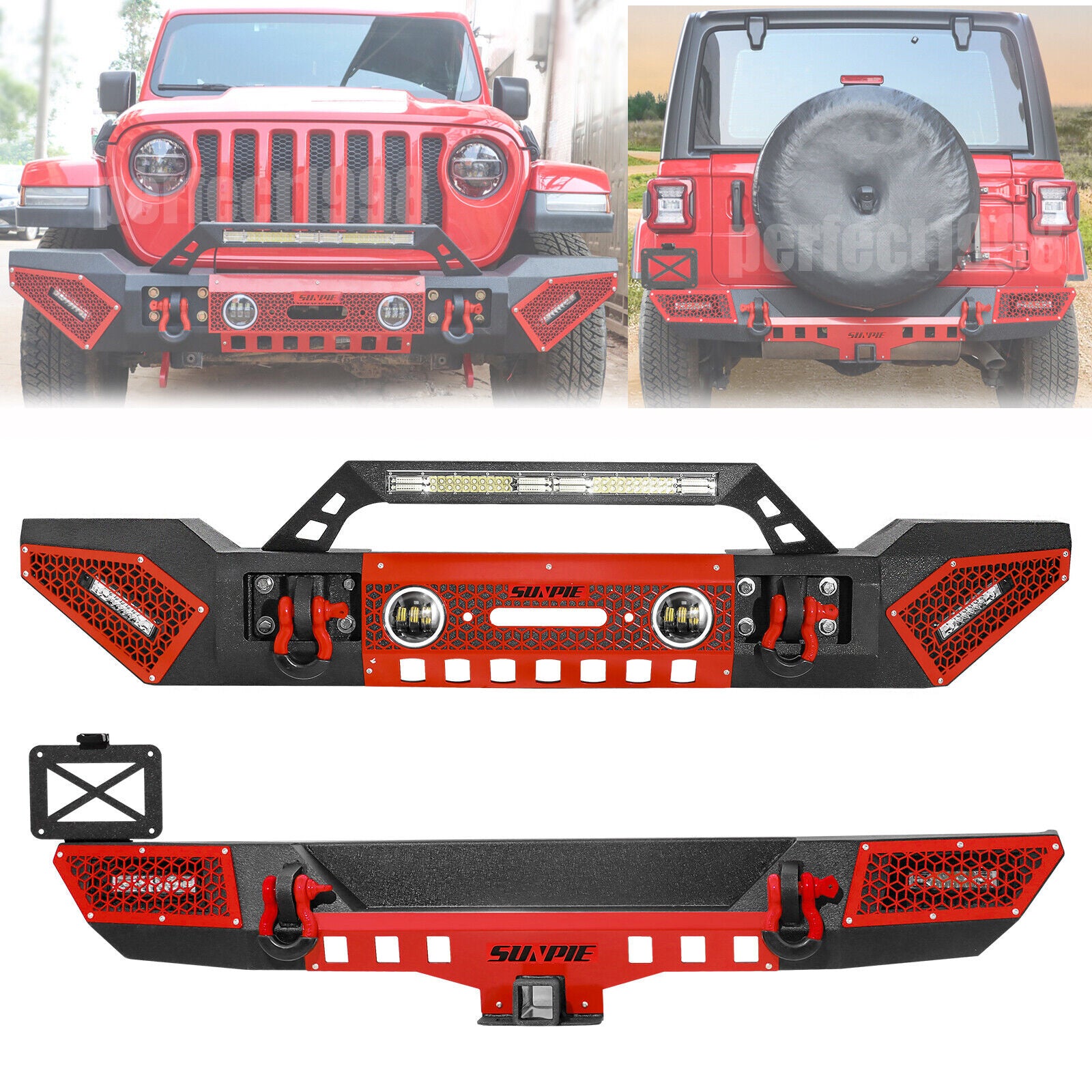 Jeep Front & Rear Bumper Combo Kit for 2018-2026 Jeep Wrangler JL/JLU 4xe