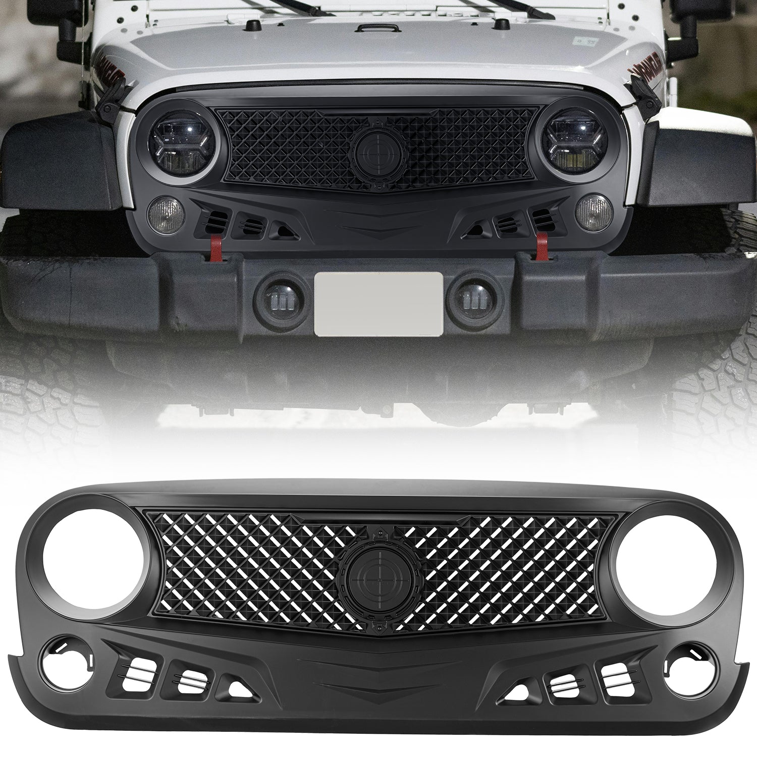 Aggressive Siege Style Grille for Jeep Wrangler JK JKU 2-4 Door (07–18)