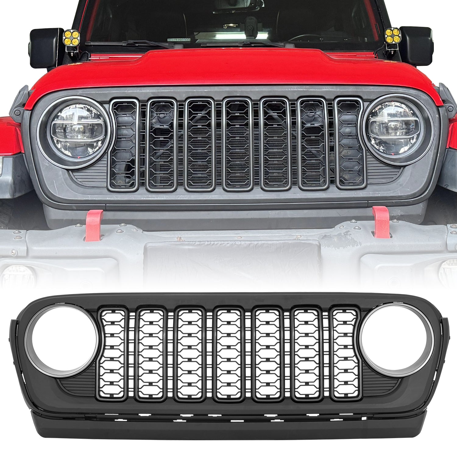 ABS Black & Silver Splicing Front Grille for 2018+ Jeep Wrangler