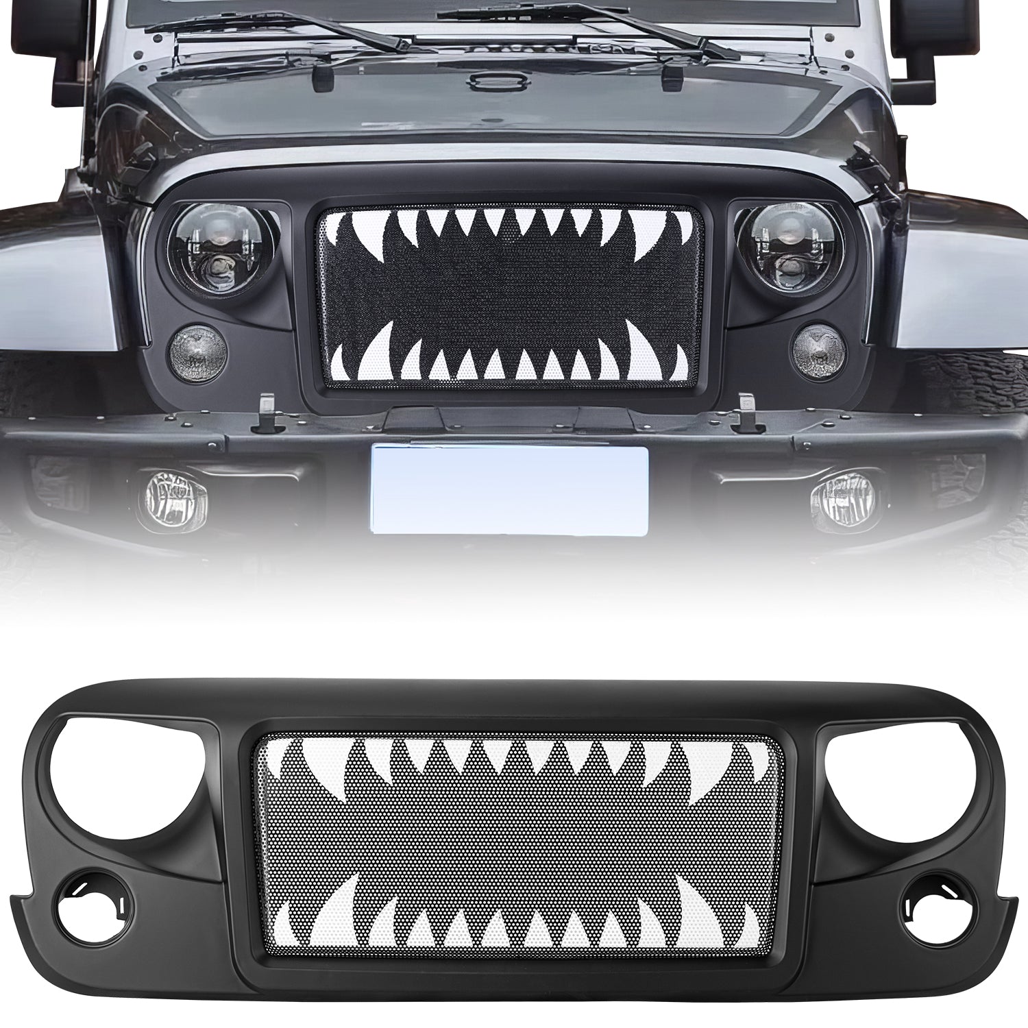 Avenger Shark Jeep Grille for 2007-2018 Jeep Wrangler JK/JKU
