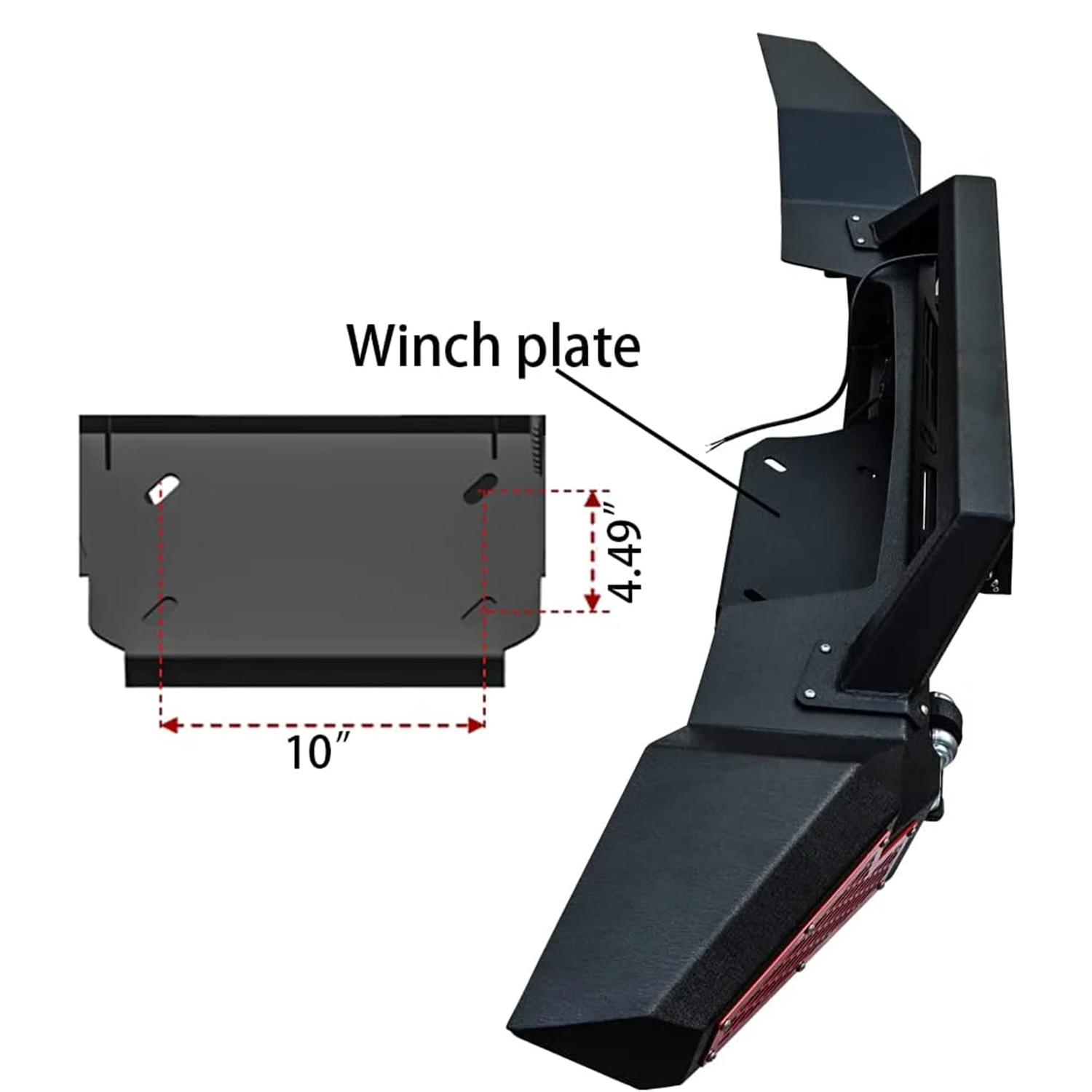 Jeep Wrangler Front Bumper with Winch Plate 5 LED Lights for JK JKU 4xe JL JLU Jeep Gladiator JT