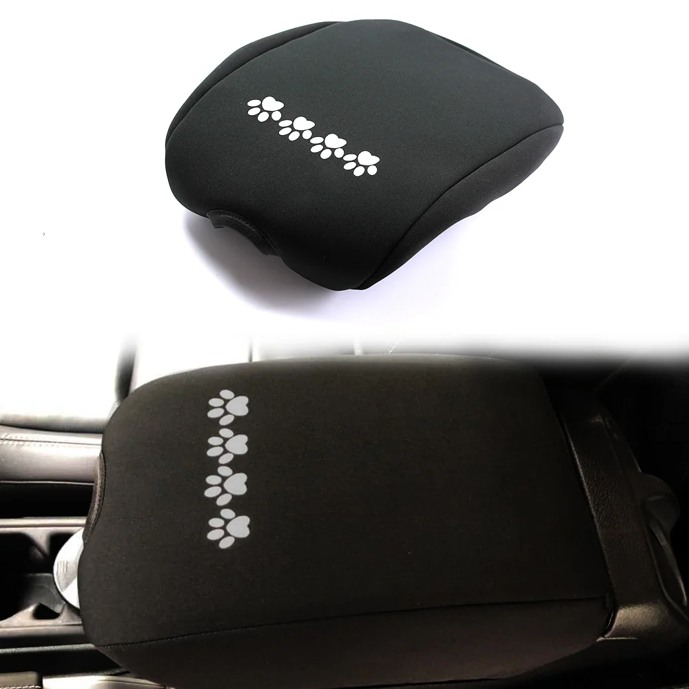 2018-2023 Jeep Wrangler JL/JLU & 2019-2023 Jeep Gladiator JT Console Armrest Cover with Dog Paw Prints Storage Bag