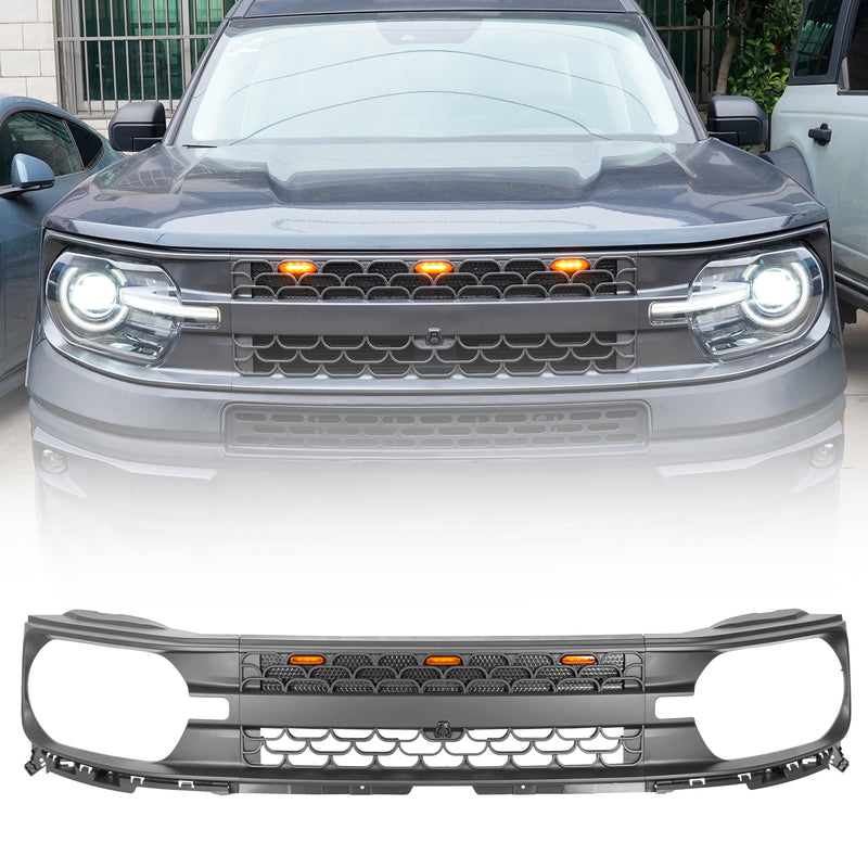 Leviathan Series Matte Front Grille with Amber LEDs for 2020-2026 Bronco Sport