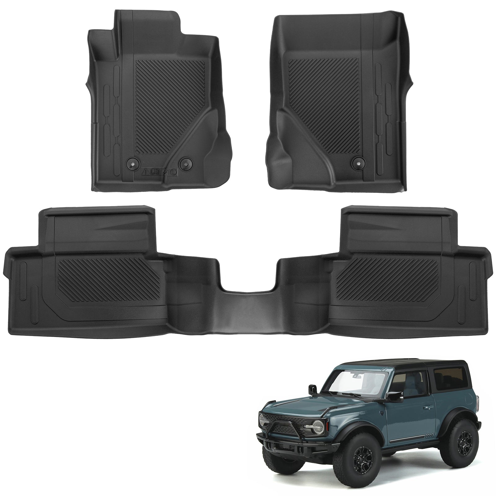 Bronco All Weather TPE Front & Rear Floor Mats for 2021-2026 Ford Bronco 2-Door