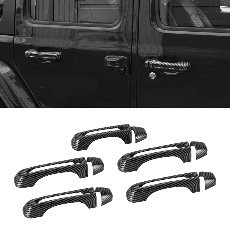 ABS Gloss Black Exterior Door Handle Covers (5-Pack) for Jeep Wrangler JL JLU 4xe & Gladiato JT