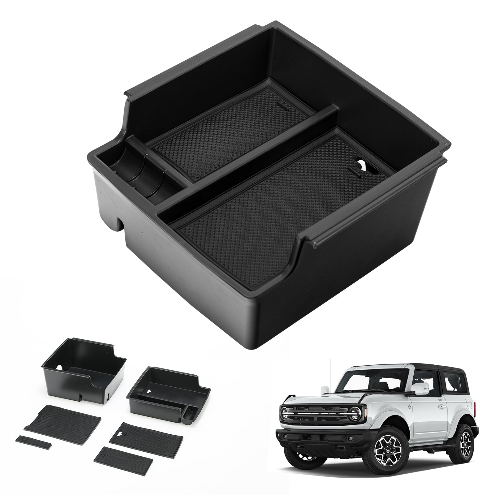 Center Console Storage Organizer for 2021-2024 Ford Bronco (Not compatible for Bronco Sport)