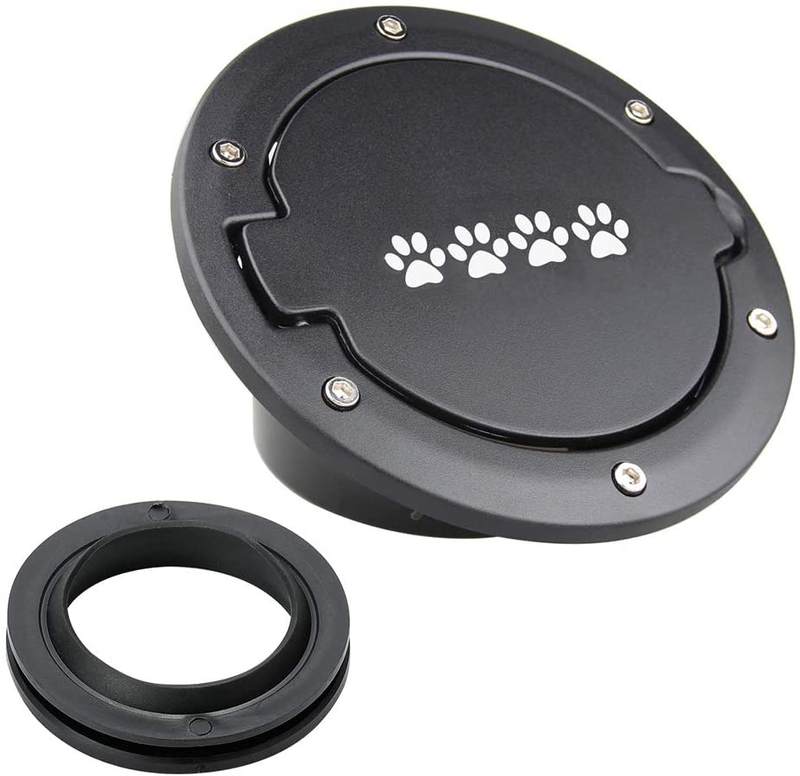 Paw Print Fuel Door Cover Gas Tank Cap for 2007-2018 Jeep Wrangler JK/JKU 2/4 Doors
