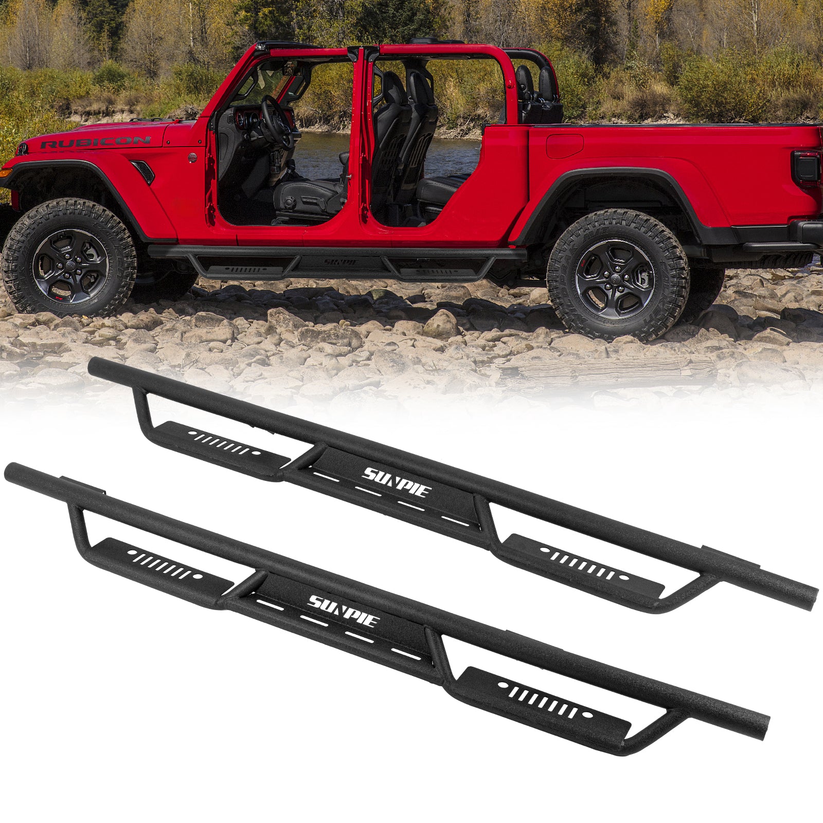 Entry-Level Running Boards for 2019-2026 Jeep Gladiator JT, Bolt-On Side Steps Nerf Bars