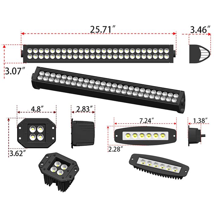 Jeep Front & Rear Bumper with Winch Plate & LED Lights & D-Rings Combo Kits For 2007-2018 Wrangler JK/JKU