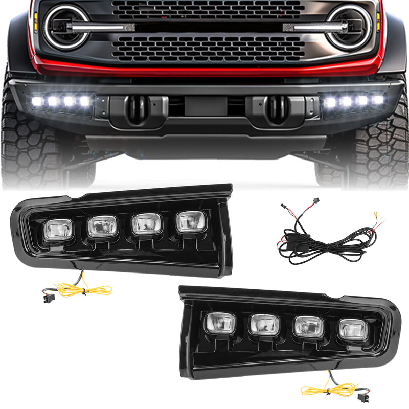 Ford Bronco Off-Road LED Fog Lights with DRLs, Turn Signals, 8 LED Beads 48W (2Pcs/Set)