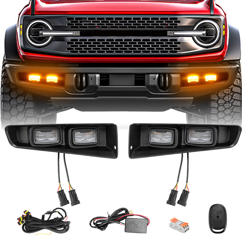 Ford Bronco Raptor LED Fog Lights with DRLs, Turn Signals, and Remote (2Pcs/Set)