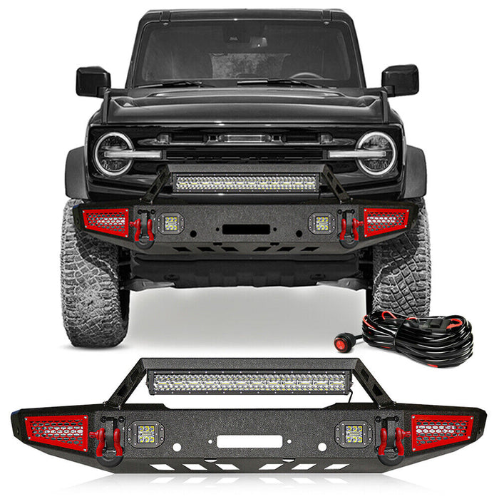 Ford Bronco Steel Front and Rear Bumpers Combo with Offroad Lights & D-rings