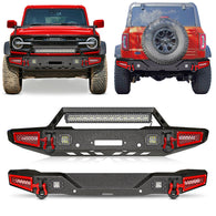 Ford Bronco Steel Front and Rear Bumpers Combo with Offroad Lights & D-rings