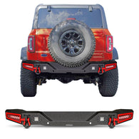 Ford Bronco Steel Rear Bumper with 4 LED Lights and D-rings