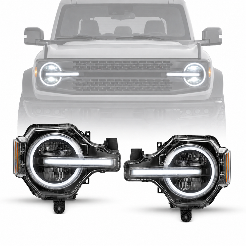 Ford Bronco Full LED Headlights with DRL & Turn Signals for 2021–Present Full-Size Models (Pair)