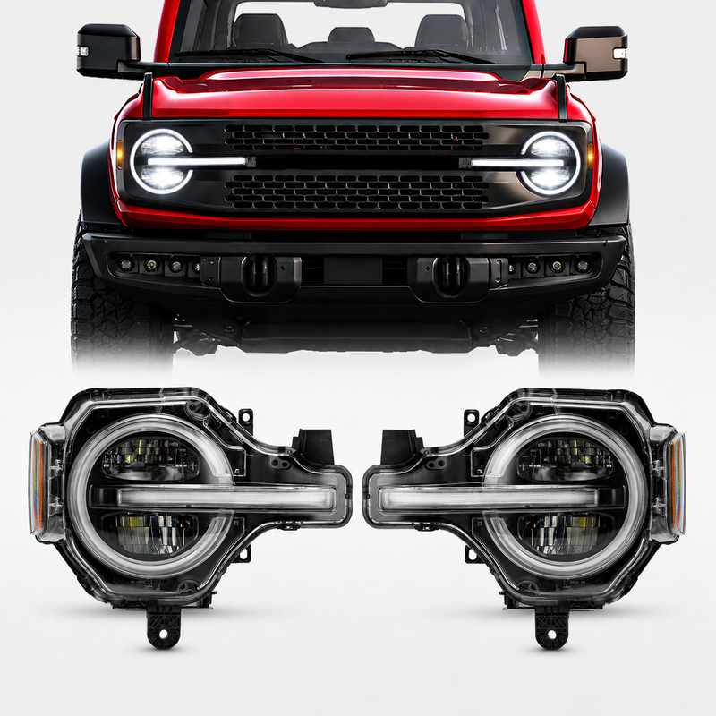 Ford Bronco Full LED Headlights with DRL & Turn Signals for 2021–Present Full-Size Models (Pair)