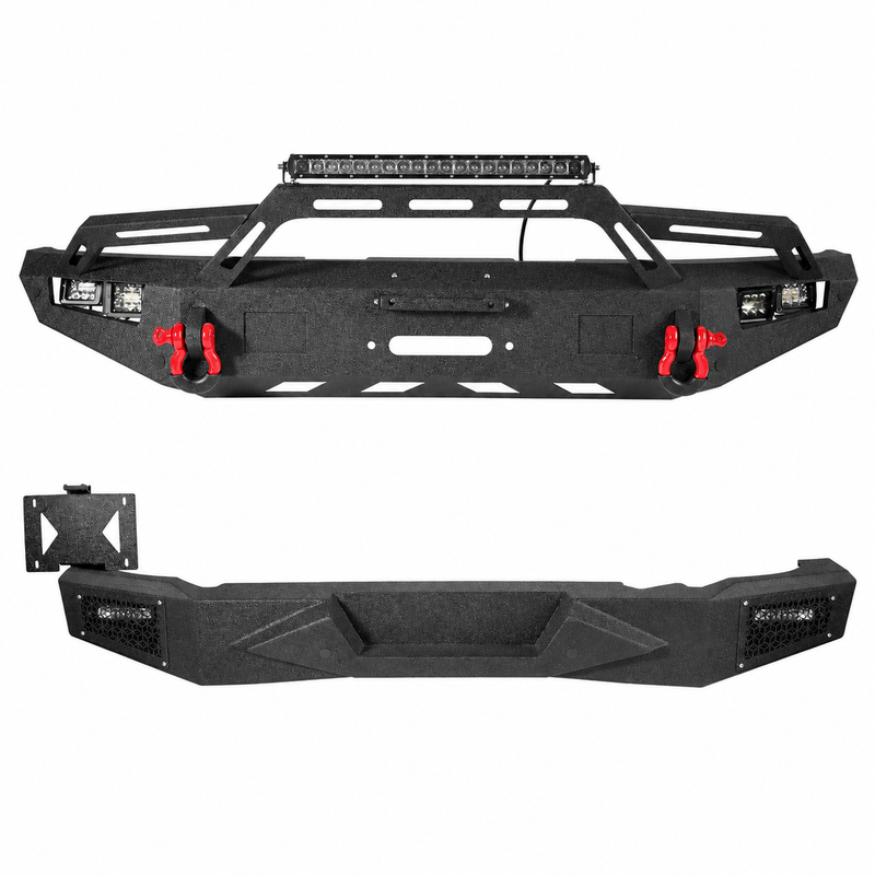 Full-Width Steel Bronco Front & Rear Bumper Combo with ACC Mount, Winch Plate & LED Lights for 2021–2026 Ford Bronco
