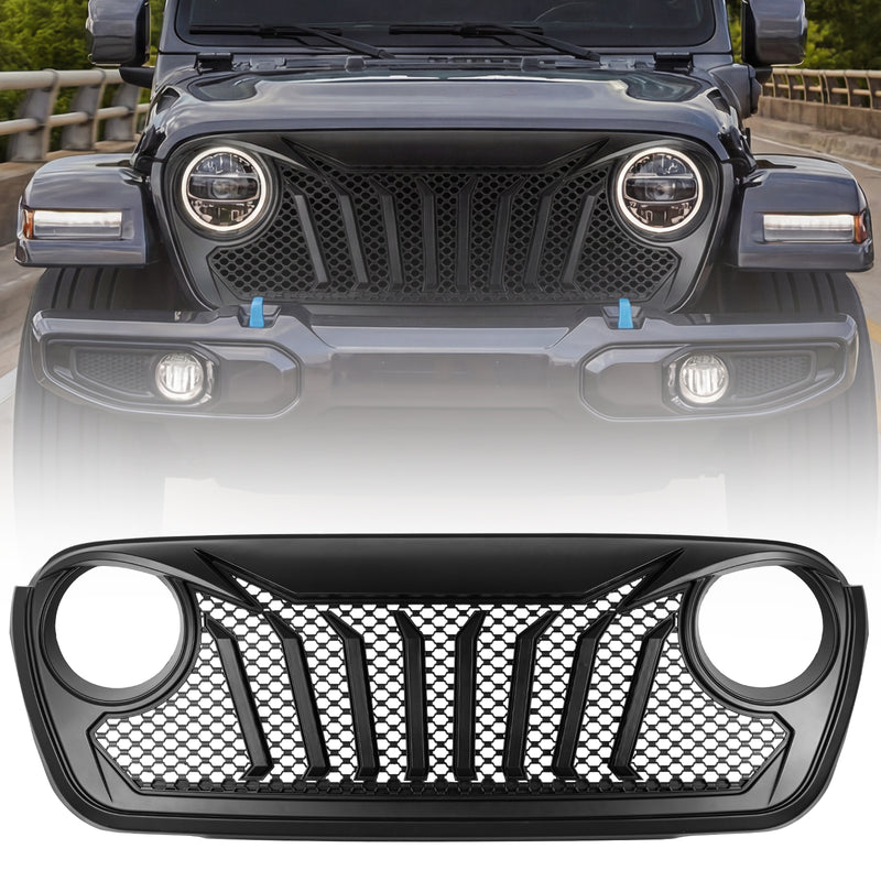 Giant Fang Series One-Piece ABS Front Grille for 2018–2026 Jeep Wrangler JL JLU 4xe & Gladiator JT