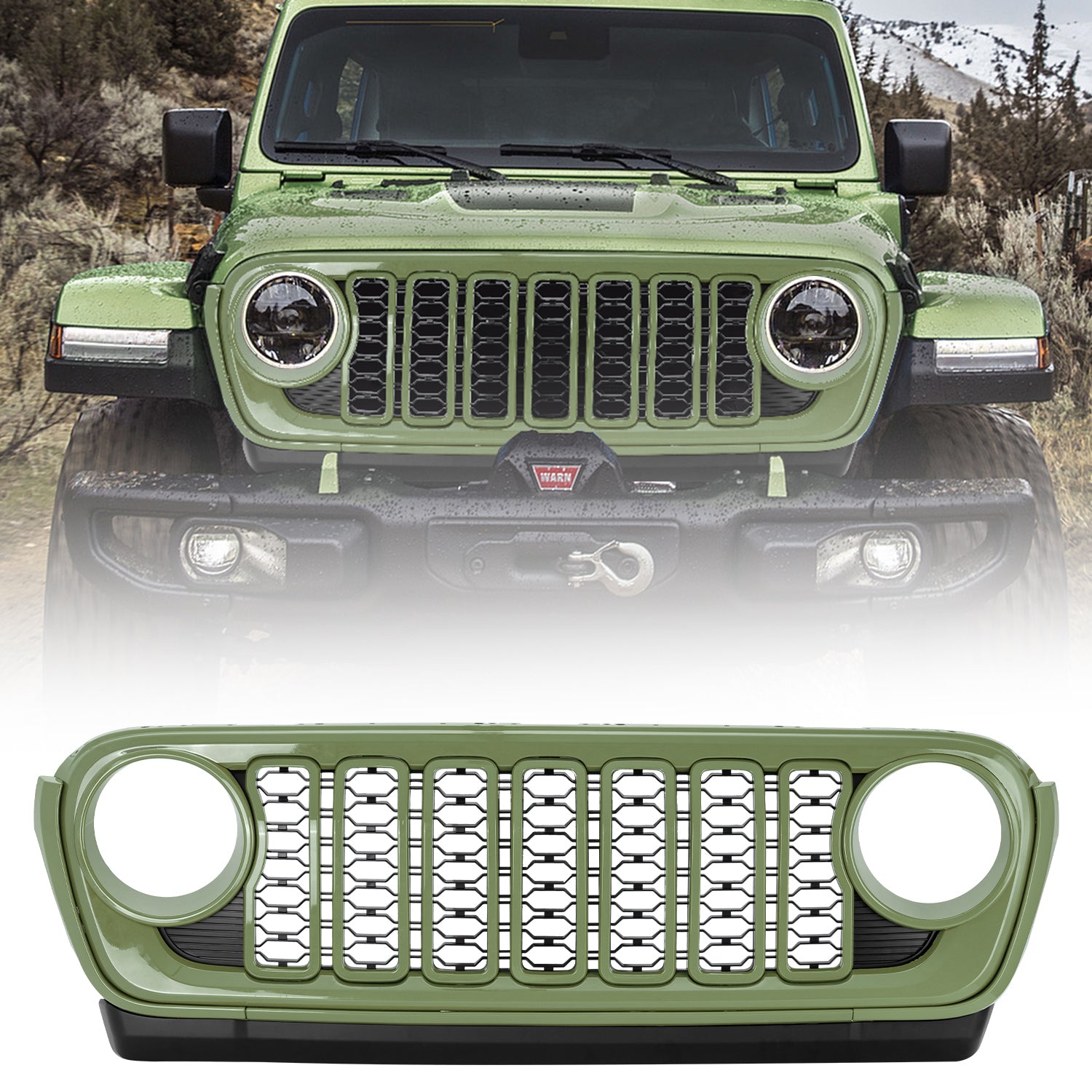 Modular ABS Front Grille Compatible with 2018–2026 Wrangler JL JLU 4xe & Gladiator JT – Available in 8 Color Options (Aftermarket Replacement)