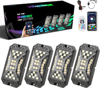 SUNPIE 4Pcs/8Pcs/12Pcs High Power Wide Angle RGBW LED Rock Lights Full Luminous Zone for Off Road Truck SUV ATV UTV Boats