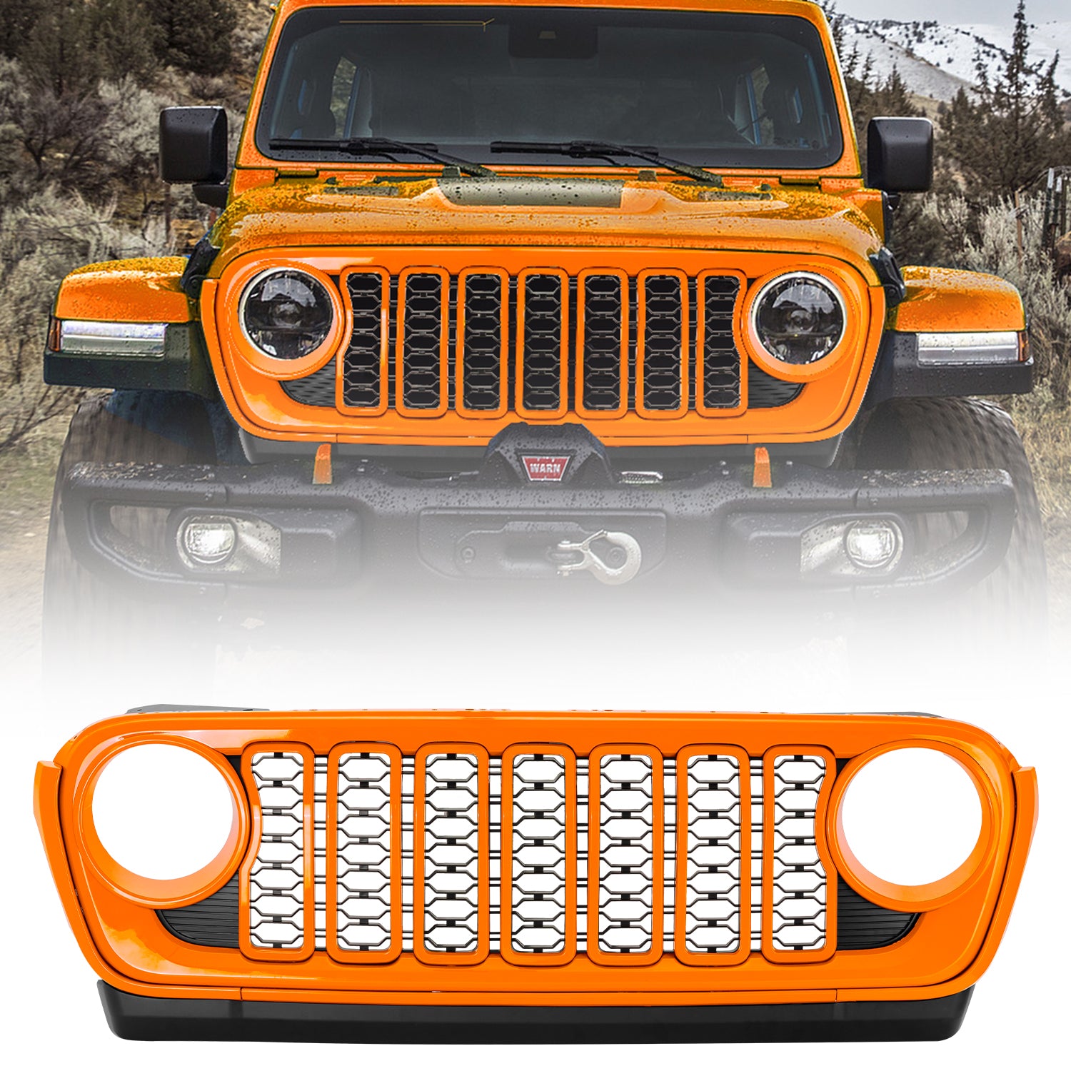 Modular ABS Front Grille Compatible with 2018–2026 Wrangler JL JLU