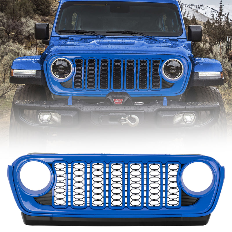 Modular ABS Front Grille Compatible with 2018–2026 Wrangler JL JLU 4xe & Gladiator JT – Available in 8 Color Options (Aftermarket Replacement)