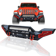 Jeep Wrangler Front Bumper with Winch Plate 5 LED Lights for JK JKU JL JLU Jeep Gladiator JT