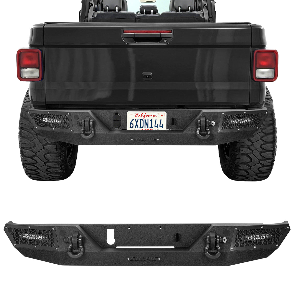 '19-'26 Jeep Gladiator JT Heavy-Duty Carbon Steel Rear Bumper — Sunpie