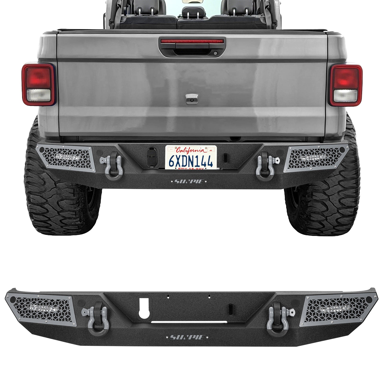 '19-'26 Jeep Gladiator JT Heavy-Duty Carbon Steel Rear Bumper (6 Colors Available)