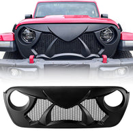 Jeep JL JLU JT Grille (Warcraft) ABS Matte Black Mesh Grille for 2018-2024 Jeep Wrangler & Jeep Gladiator JT