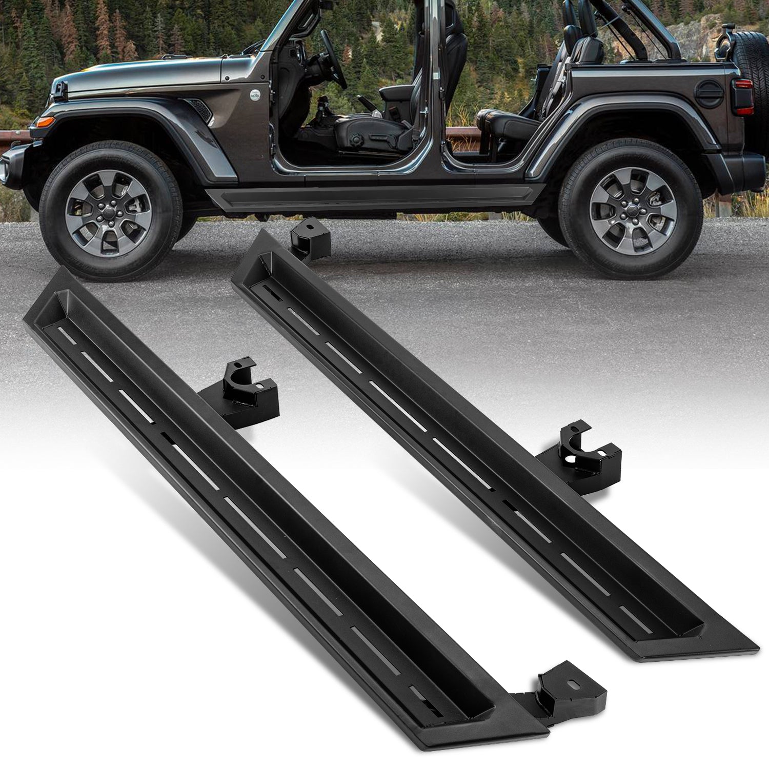 Jeep Running Boards Blade Series Carbon Steel Tubing for Jeep Wrangler 4xe JLU 4-Door (2018-2026）