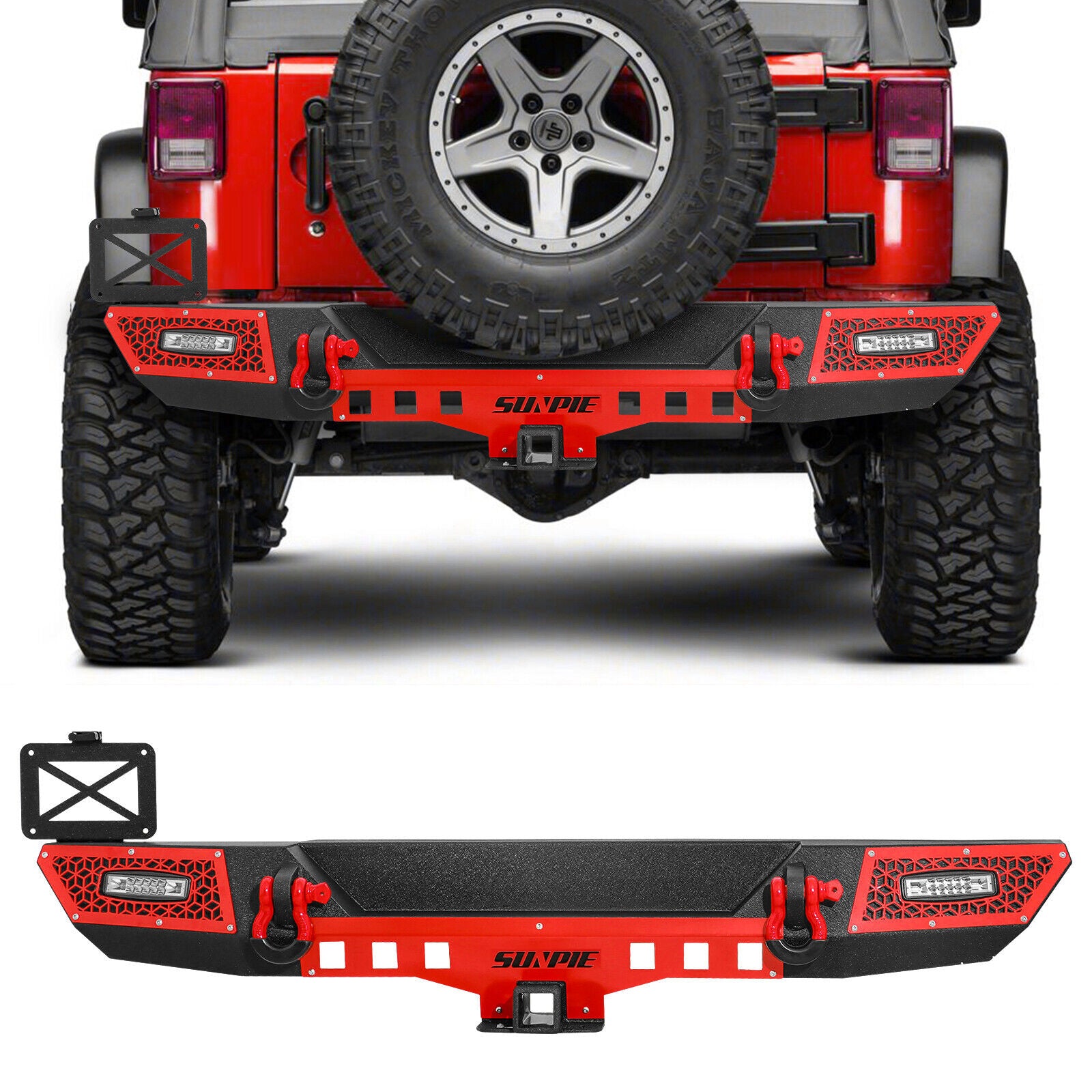 Jeep Wrangler JK/JKU Steel Rear Bumper with License Plate Bracket & Light