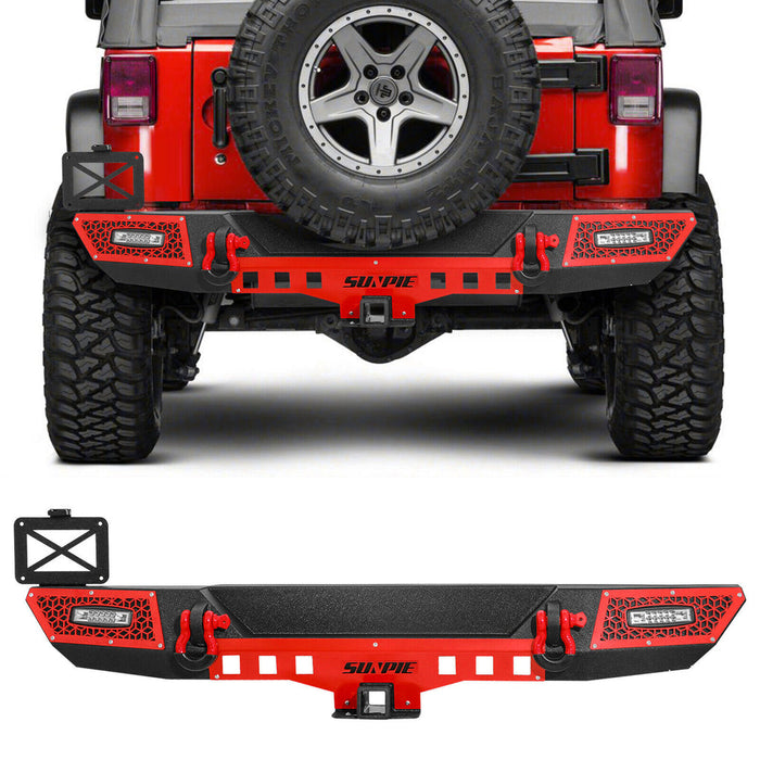 ‘07-’18 Jeep JK/JKU Front & Rear Bumpers with Winch Plate and License Plate Bracket and License Plate Light